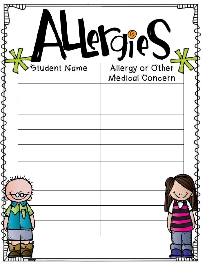 Printable Food Allergy Form Template Printable Word Searches