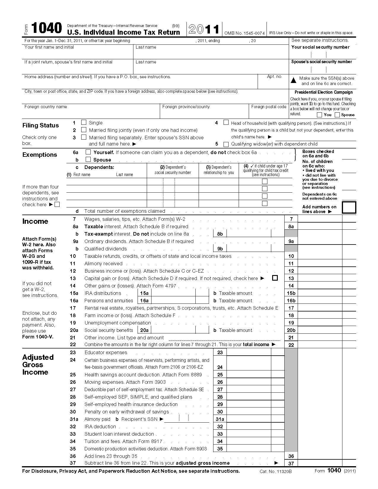 Printable Form 1040 Printable Forms Free Online
