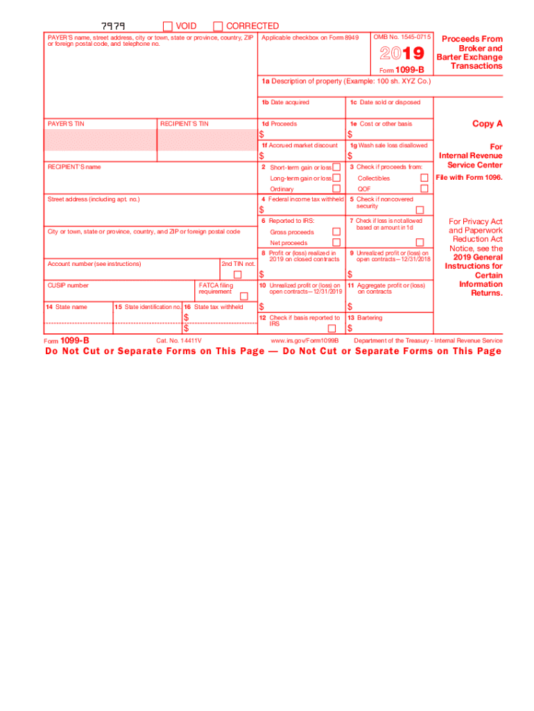 Printable Form 1099 B Printable Forms Free Online