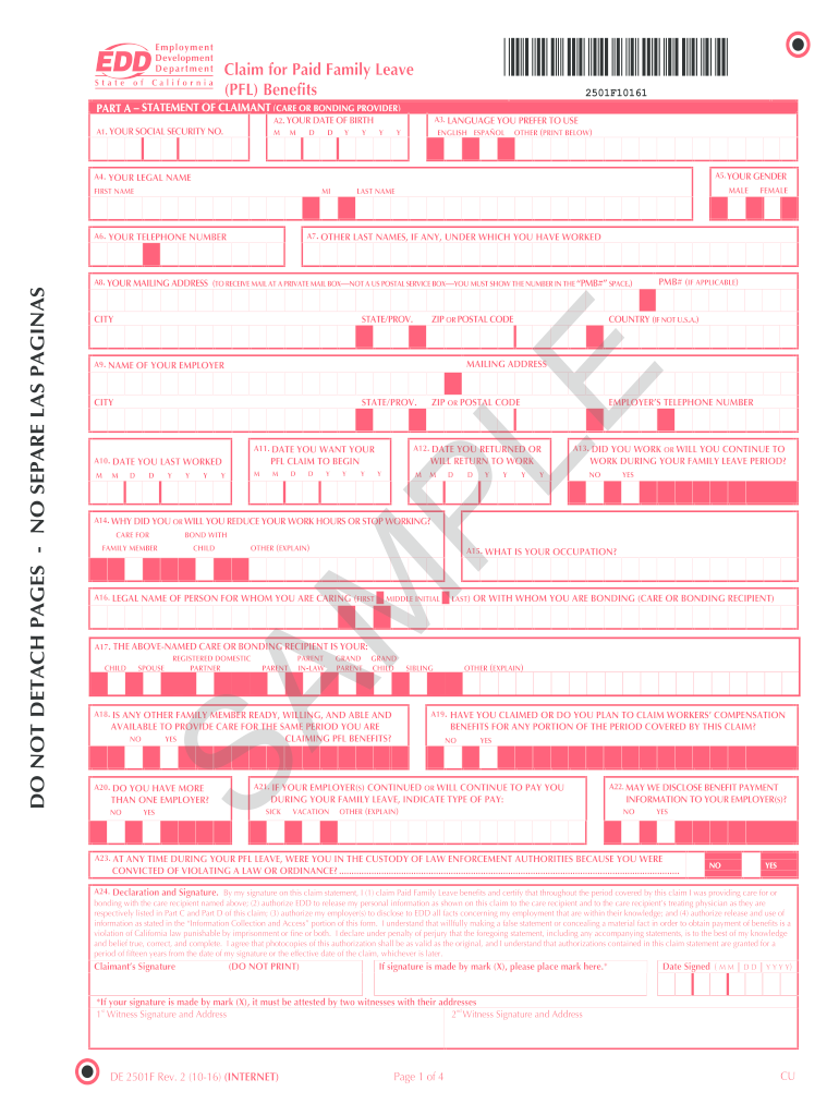 Printable Form De 2501f Printable Form 2024
