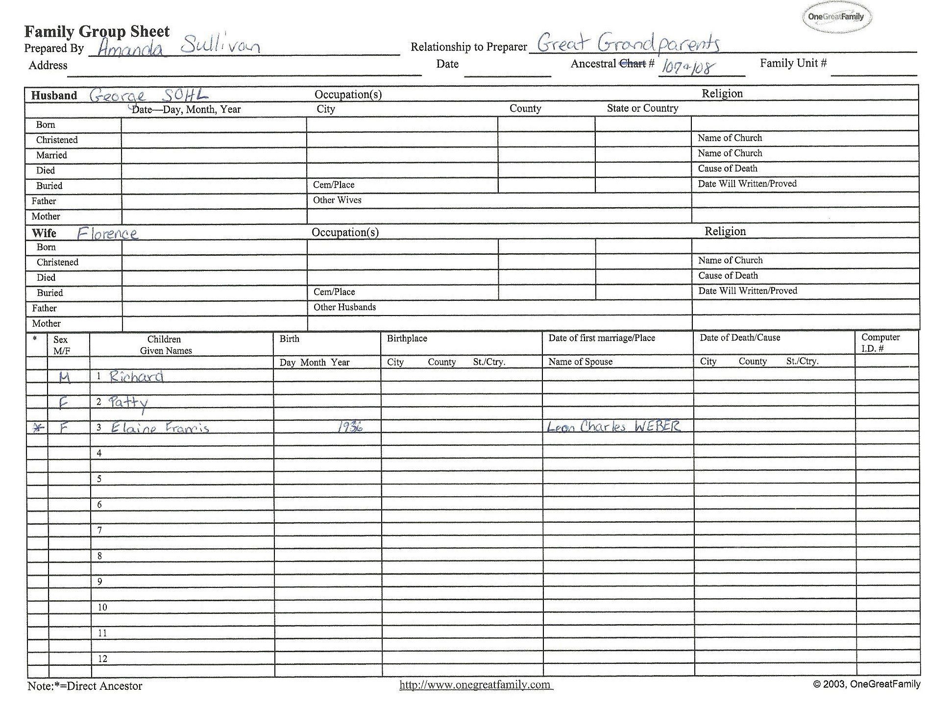 Printable Free Genealogy Forms And Charts Individual Printable Forms 