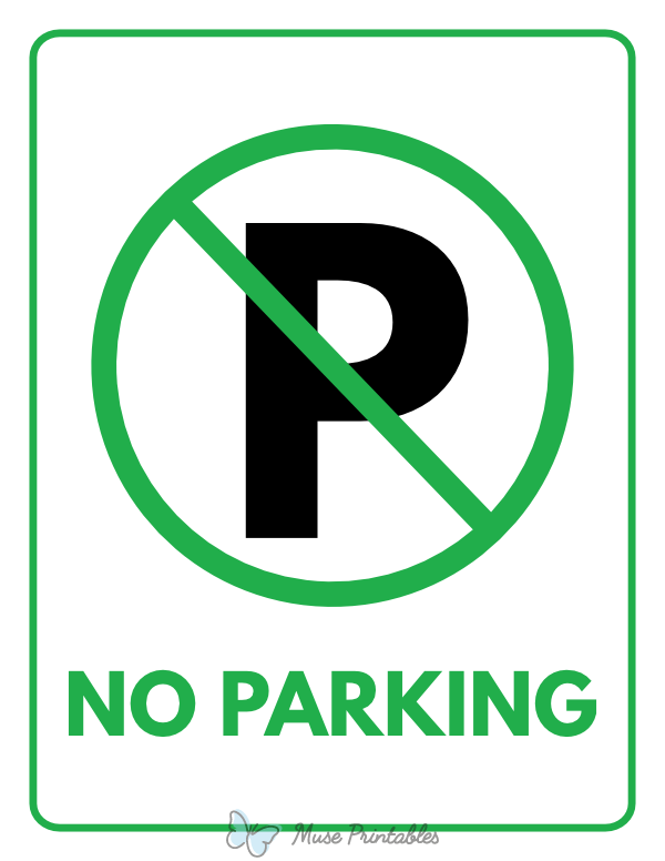 Printable Green No Parking Sign