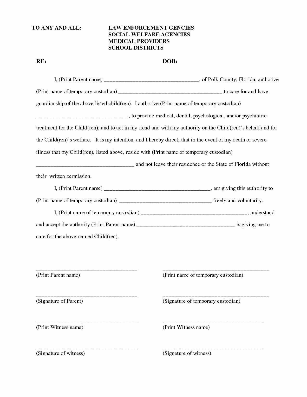 Printable Guardianship Forms Printable Forms Free Online