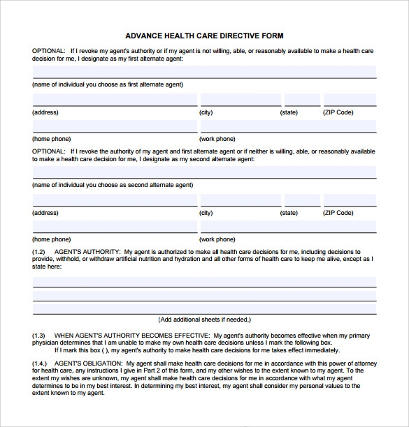 Printable Health Care Directive Form Printable Form 2024