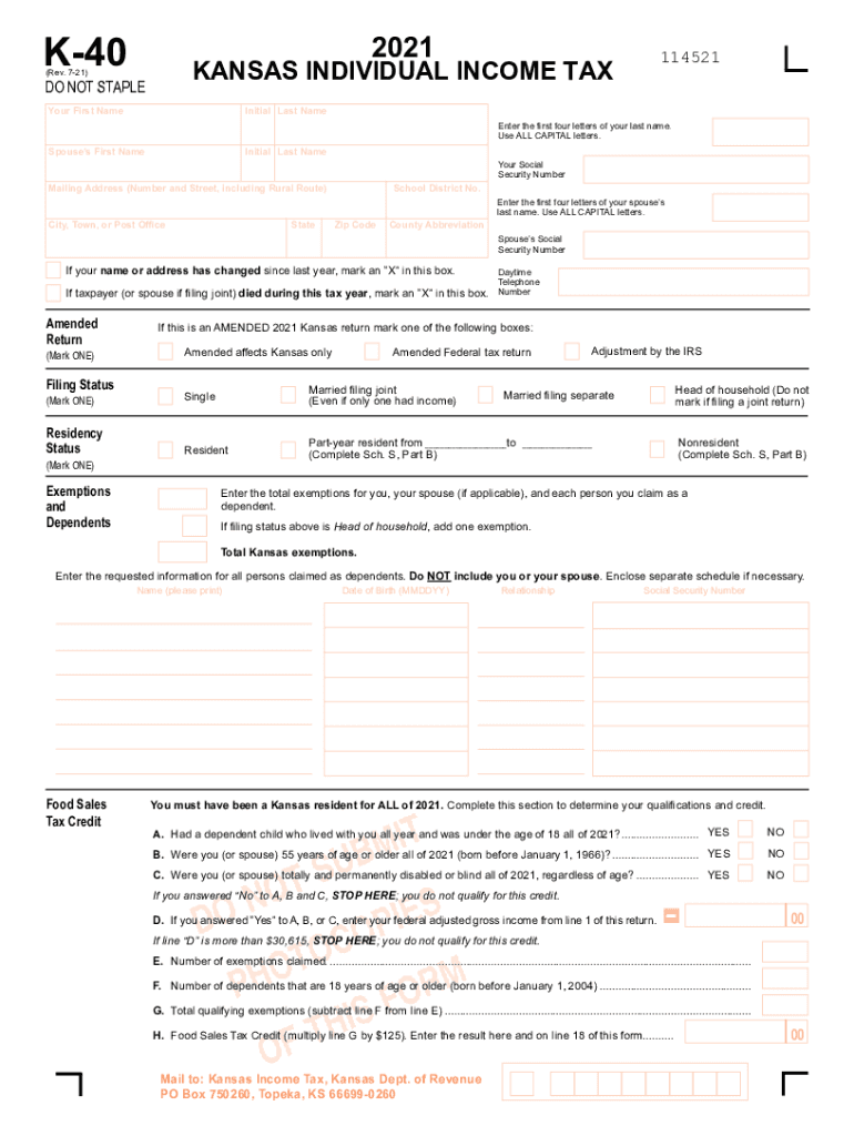 Printable Kansas Income Tax Forms Printable Forms Free Online