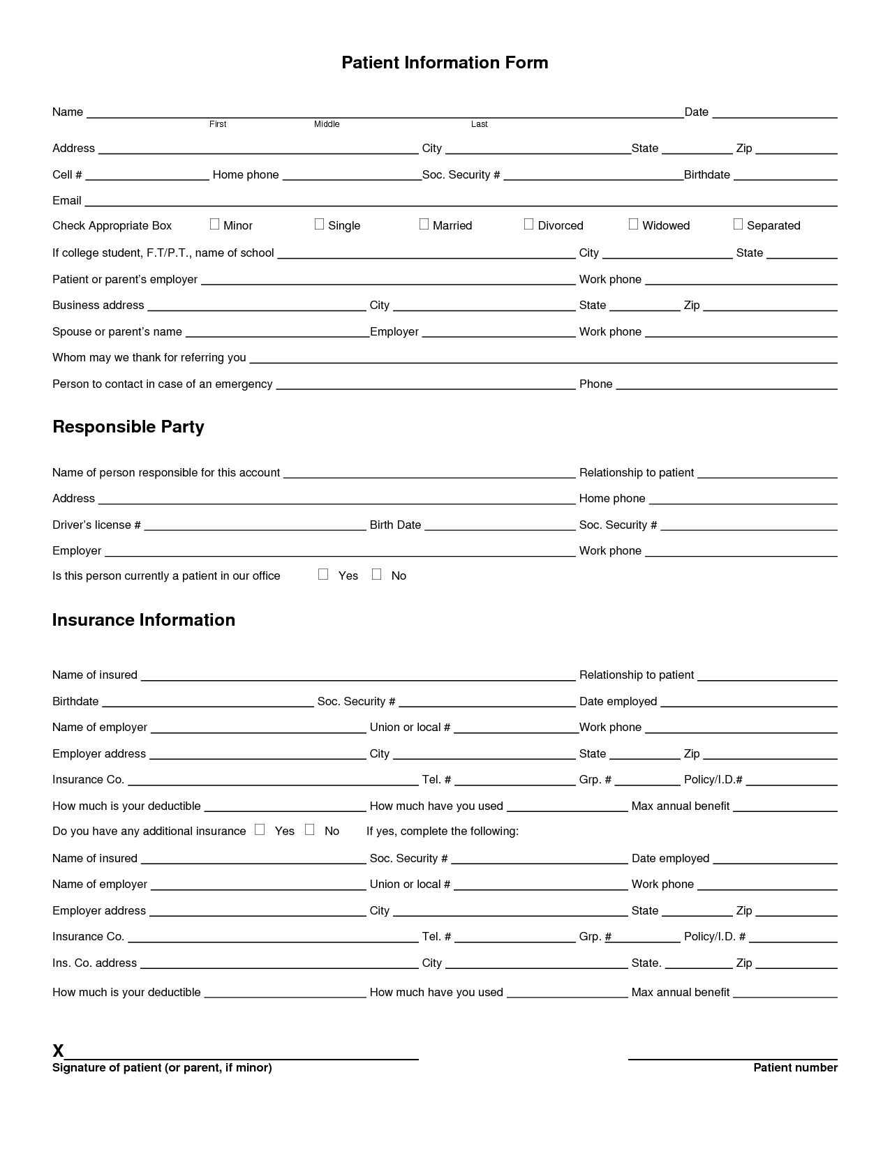 Printable New Patient Forms Internal Medicine Florida Printable Forms 