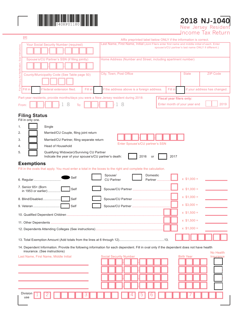 Printable Nj Tax Form 1040 Printable Form 2024