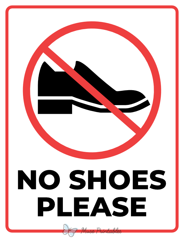Printable No Shoes Please Sign