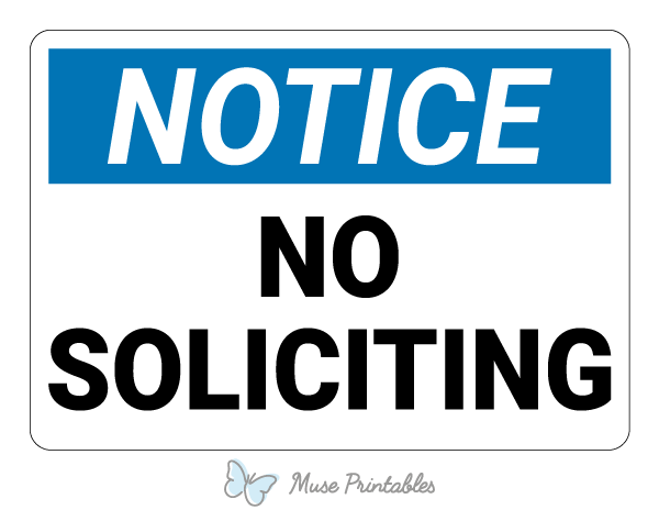 Printable No Soliciting Notice Sign