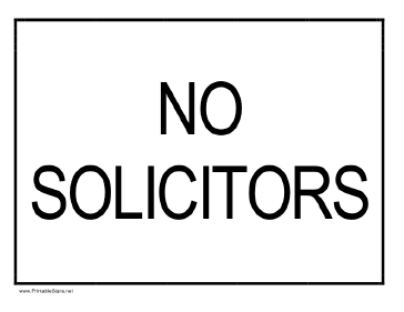 Printable No Solicitors Sign
