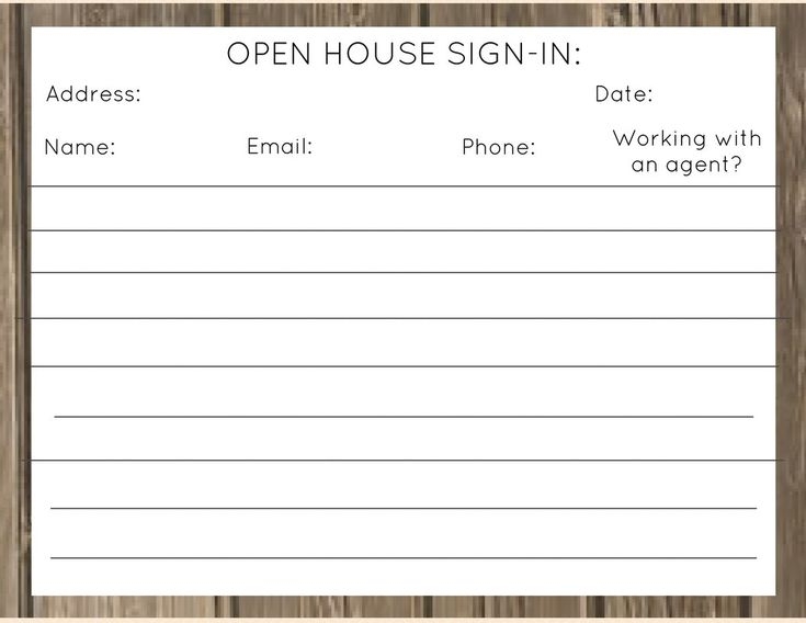 Printable Open House Sign In Sheet