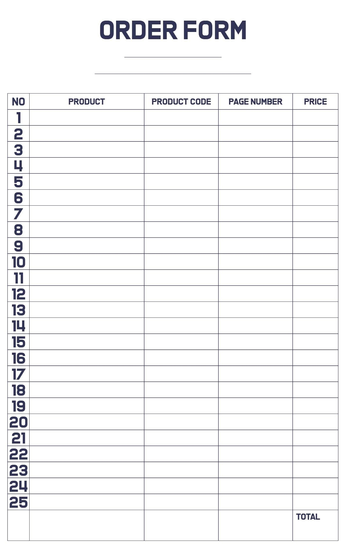 Printable Order Forms Free Printable Forms Free Online