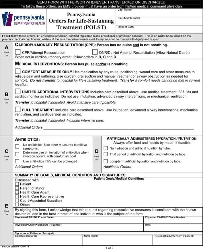 Printable Pa Polst Form Printable Form 2024