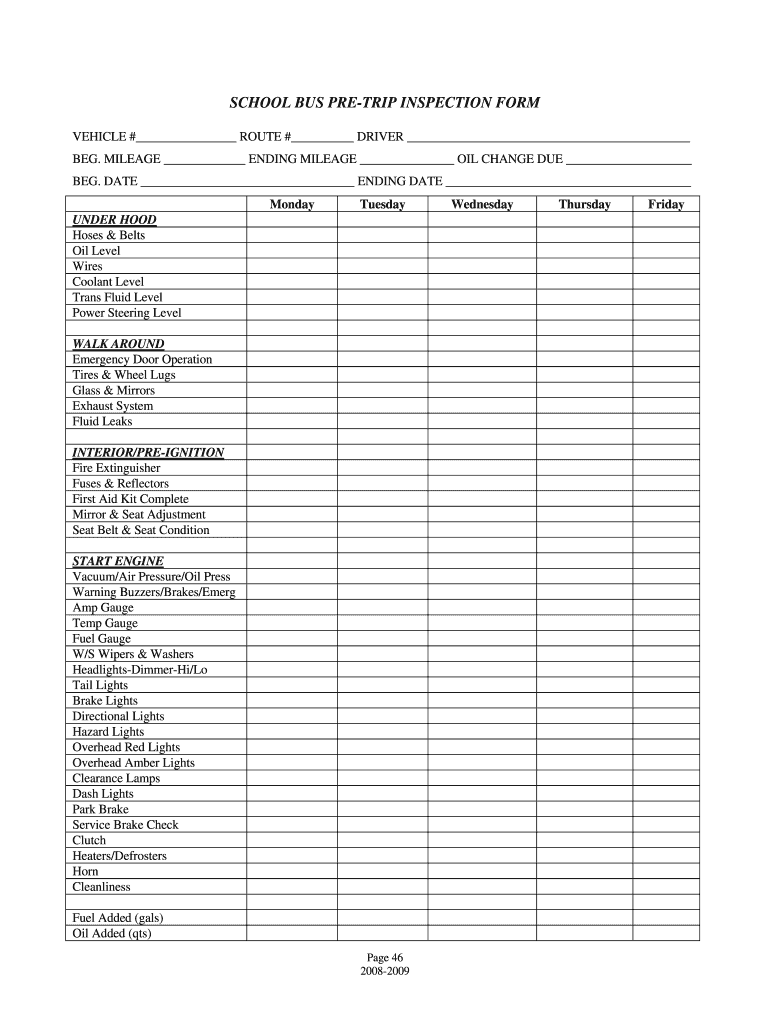 Printable Pre Trip Inspection Form Pdf Printable Word Searches