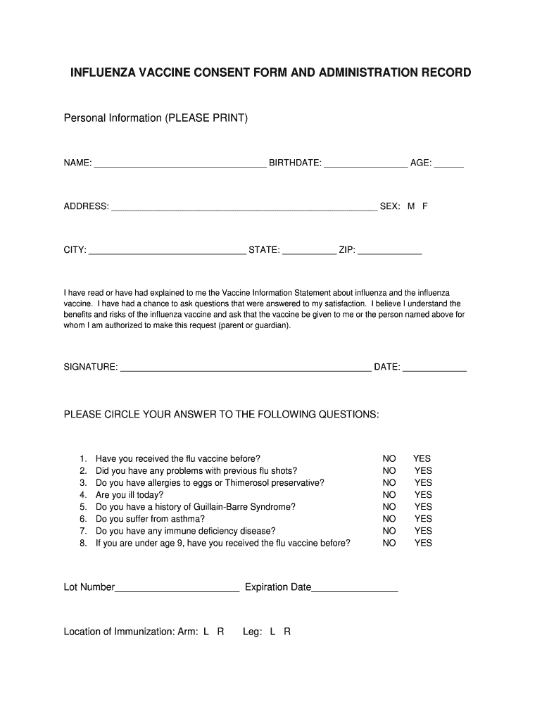 Printable Proof Of Flu Shot Form We Love Printables