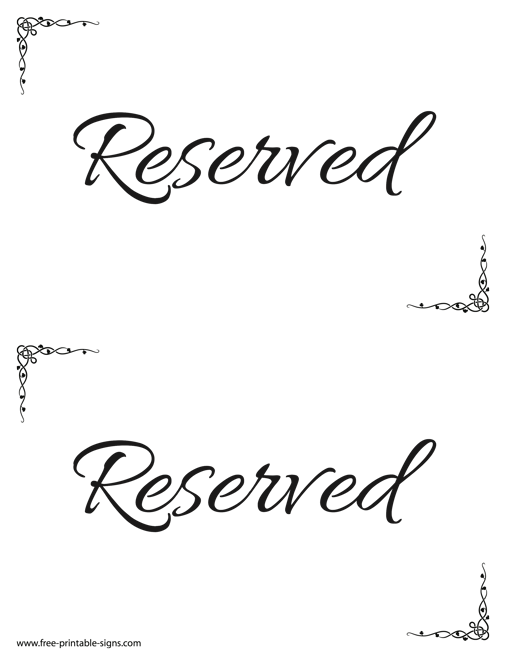 Printable Reserved Sign Template Free Printable Signs Printable Reserved Sign Template Free Printable Signs