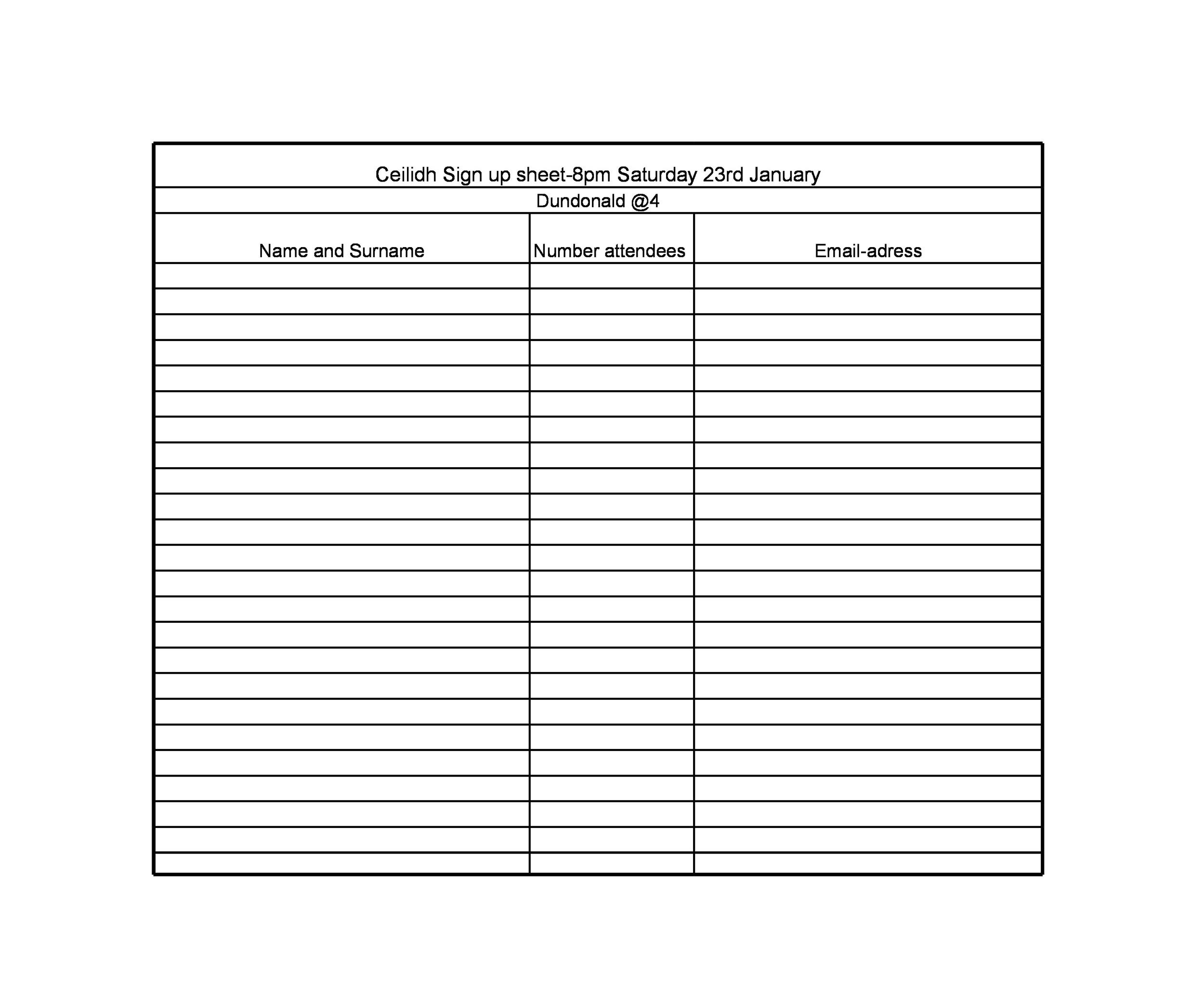 Printable Sign Up Sheet Pdf Printable Free Templates