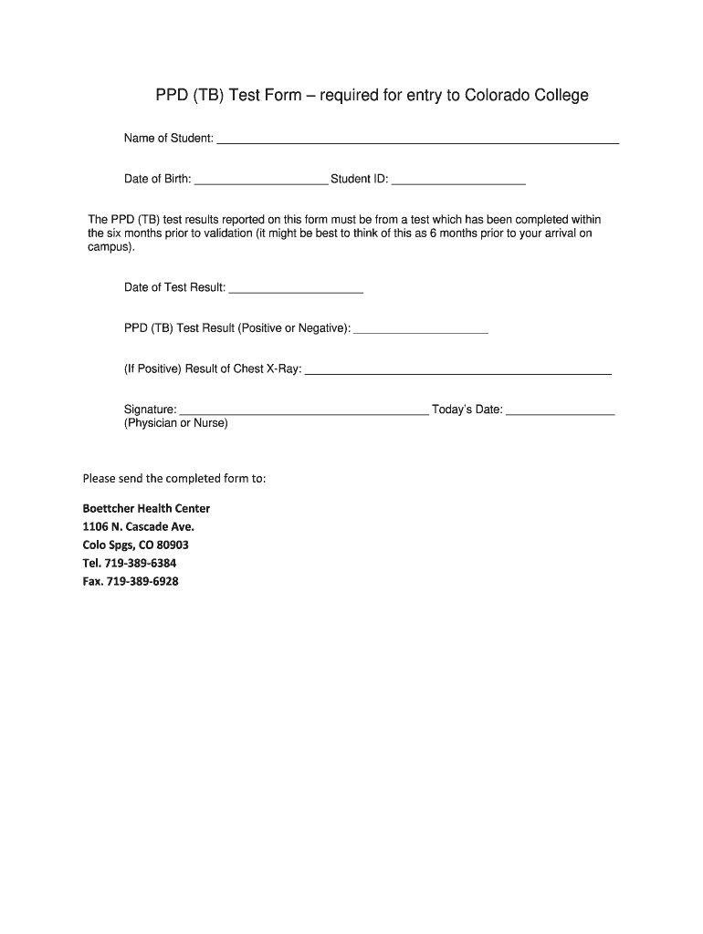 Printable Tb Screening Form