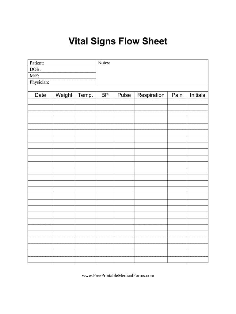 Printable Vital Sign Sheet Printable Templates