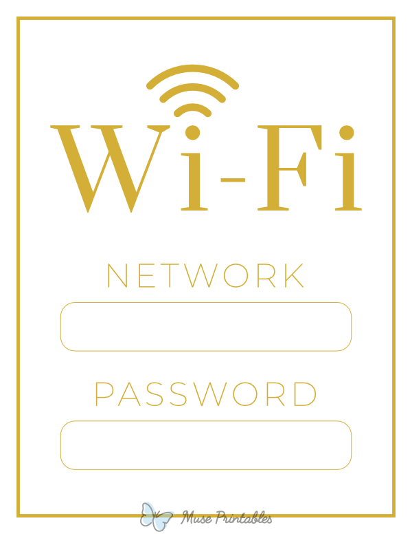 Printable Wifi Network And Password Sign