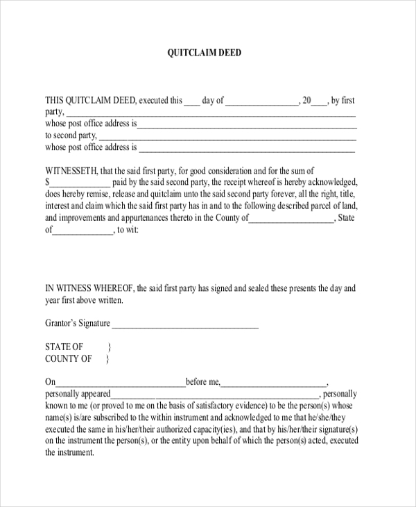 Quick Claim Deed Form Printable Printable Form 2024