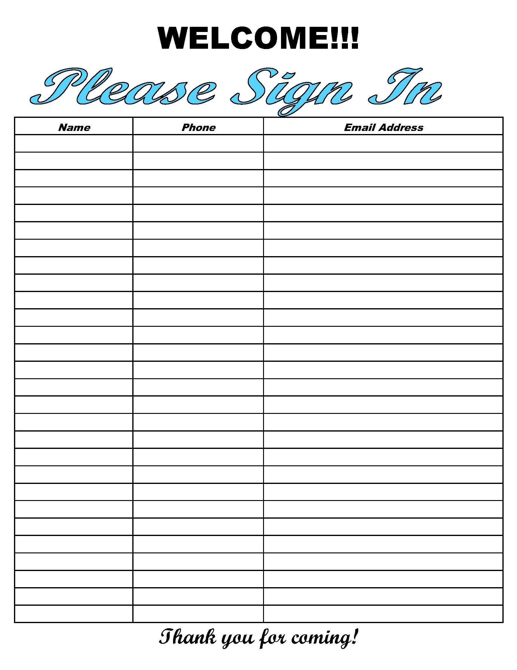  quot Use This Minimalist Sign in Sheet For All Of Your Needs This 
