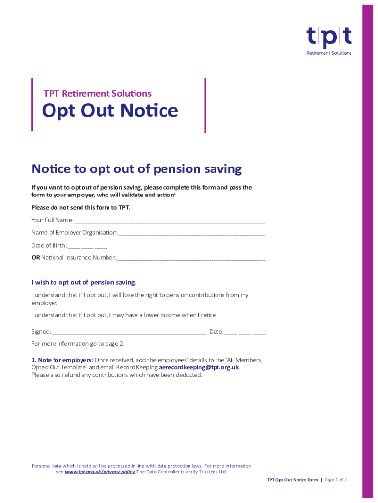 Sample Letter To Opt Out Of Pension Scheme Fill Out Sign Online DocHub