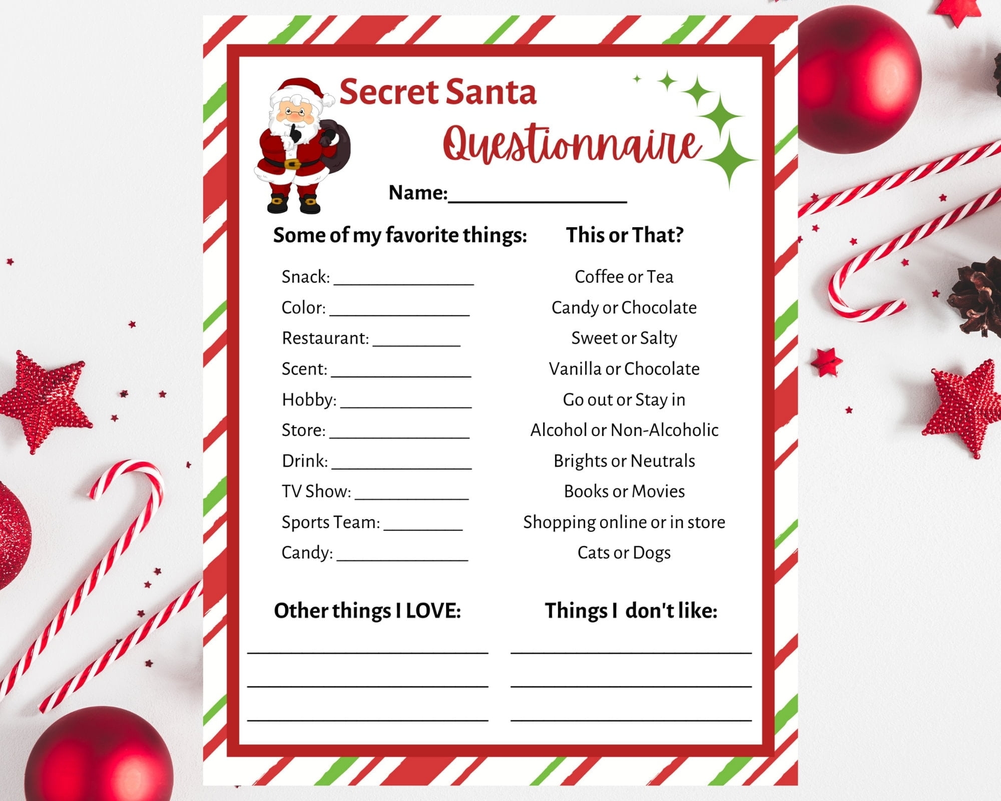Secret Santa Printable Template Free Printable