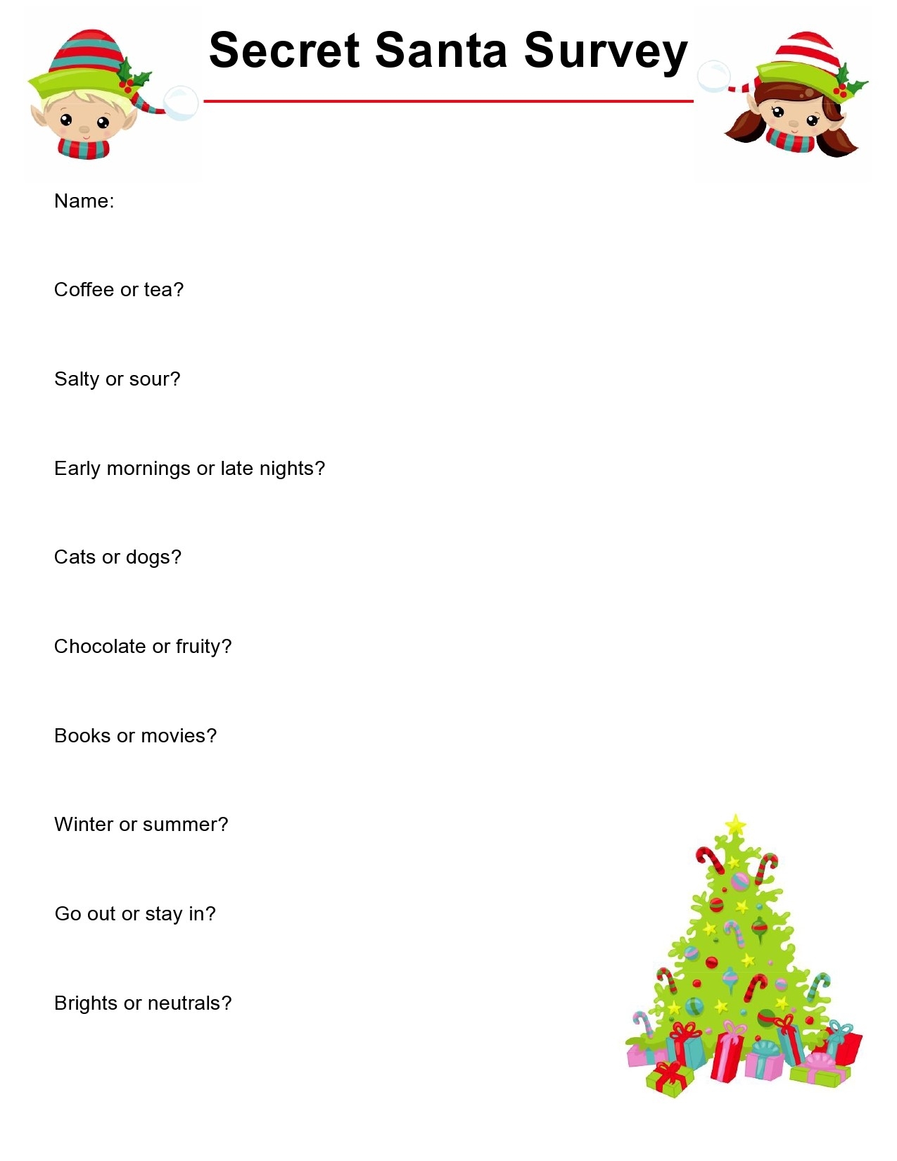 Secret Santa Template Form Printable Printable Templates