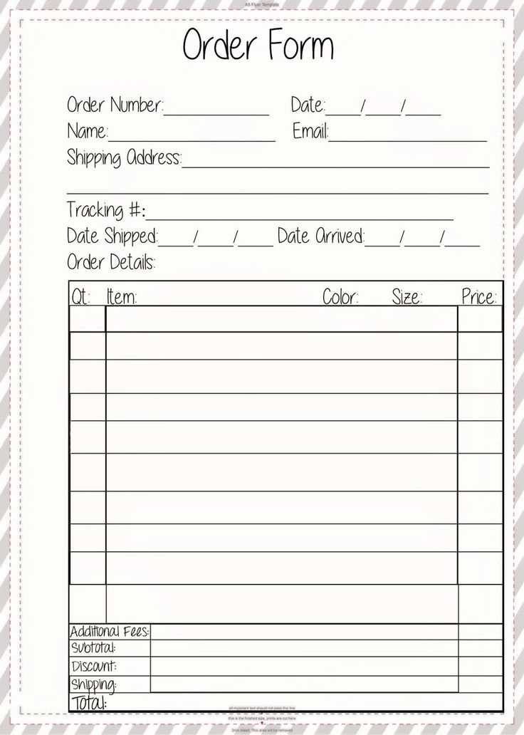 Small Business Printable Order Form Template Printable Forms Free Online