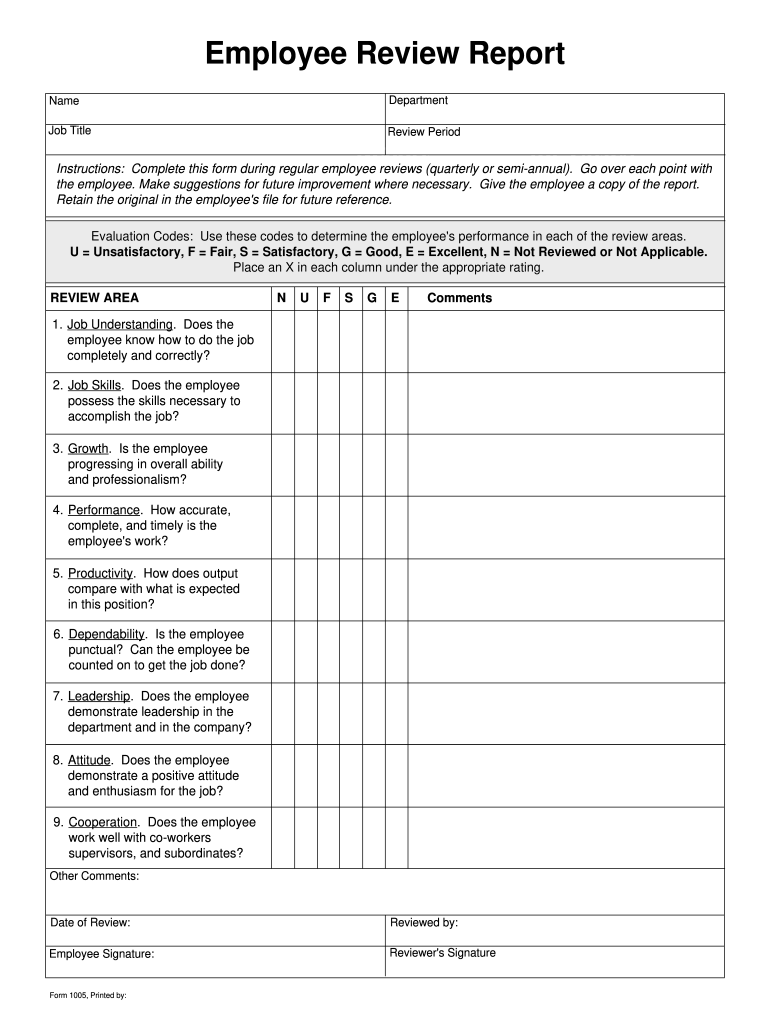 Template Printable Employee Evaluation Form Printable Forms Free Online