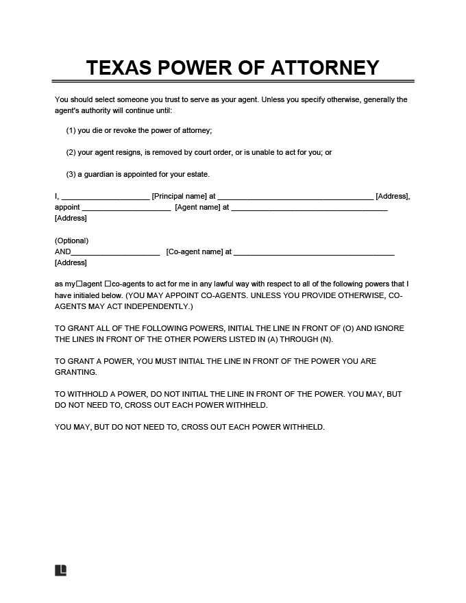 Texas Power Of Attorney Forms Free Printable Printable Forms Free Online