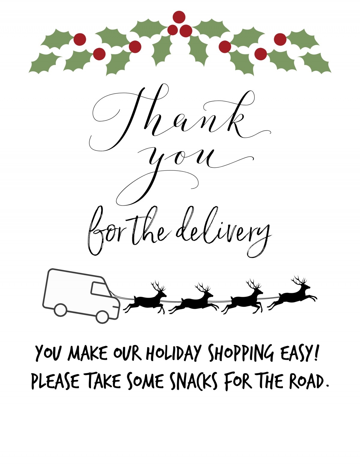 Thank You Delivery Drivers Sign Printable Free