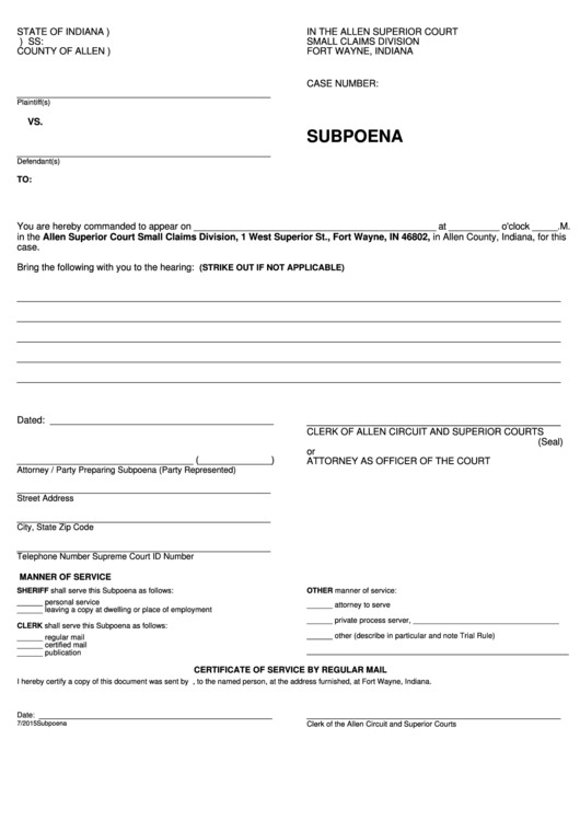 Top 26 Indiana Court Forms And Templates Free To Download In PDF Format