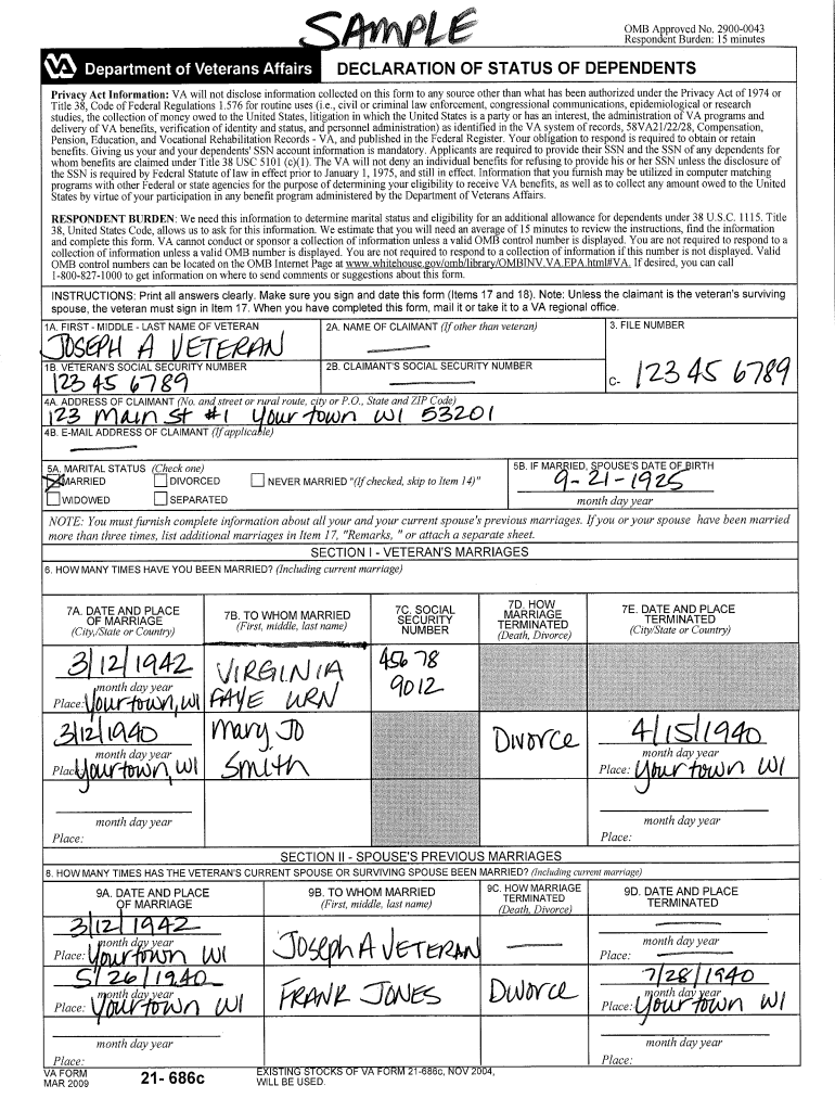 Va Form 21 686C Printable