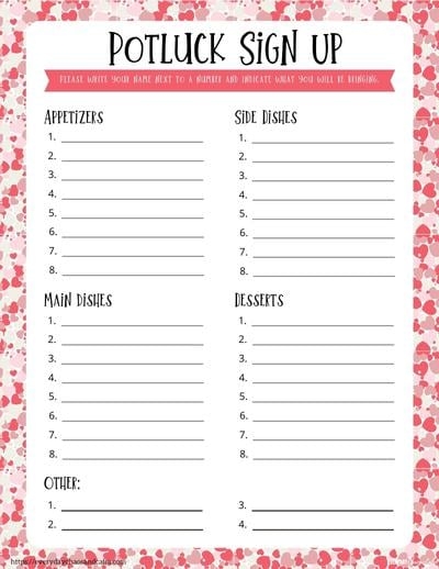 Valentine Potluck Sign Up Sheet Printable Template Po Vrogue co
