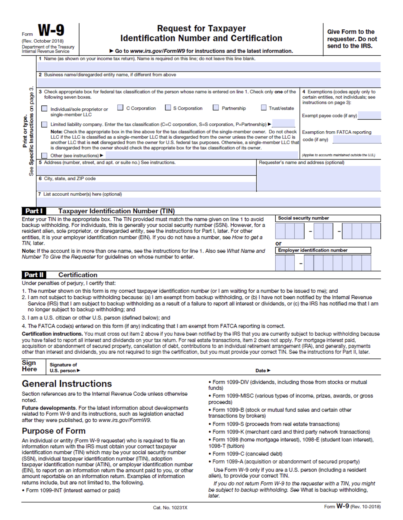 W 9 Form 2023 Printable W9 Form 2025
