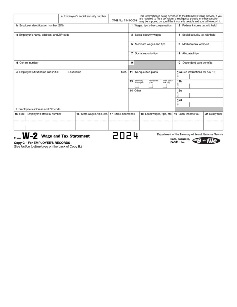 W2 Form 2024 Printable IRS Tax Forms 2025