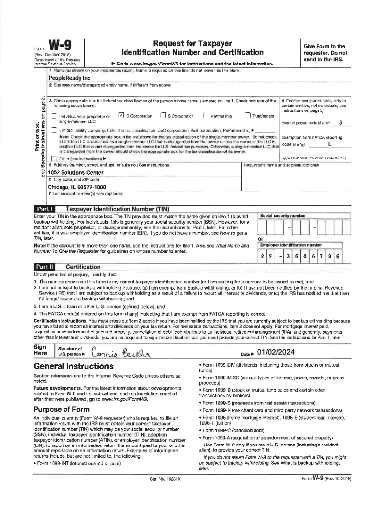 W9 2024 Printable Free Faunie Merralee