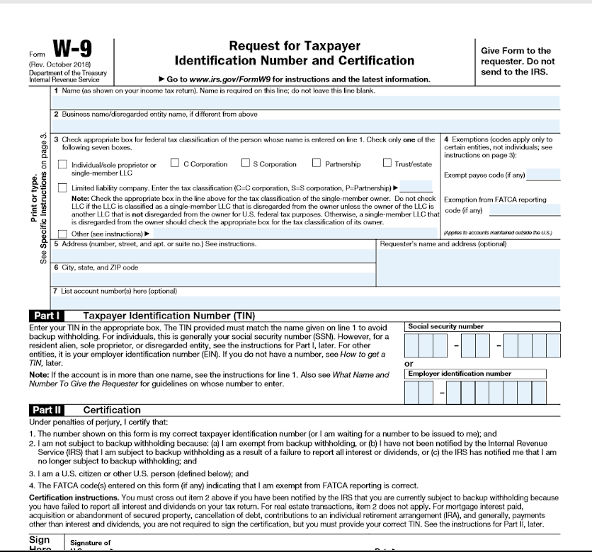 W9 Form Free Printable Printable Forms Free Online