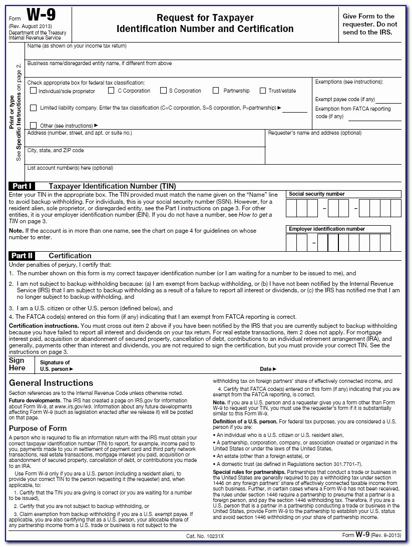 W9 Irs Form Printable Printable Forms Free Online
